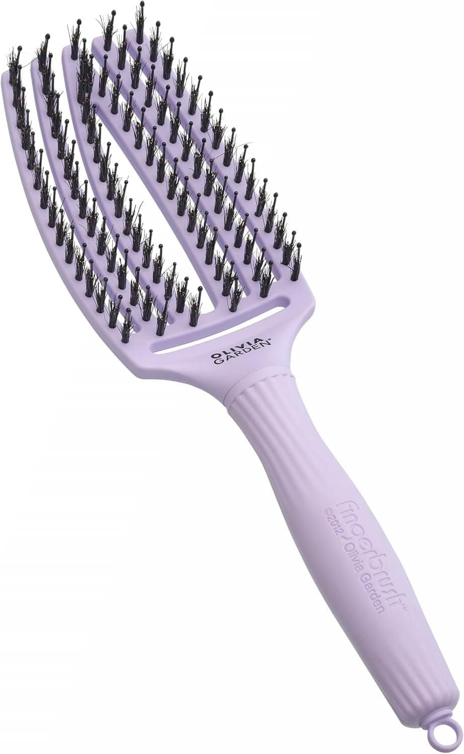 Olivia Garden Fingerbrush Care Iconic - tamanho médio - lavanda - escova desembaraçadora com cerdas de javali e nylon para um brilho e penteado definitivos