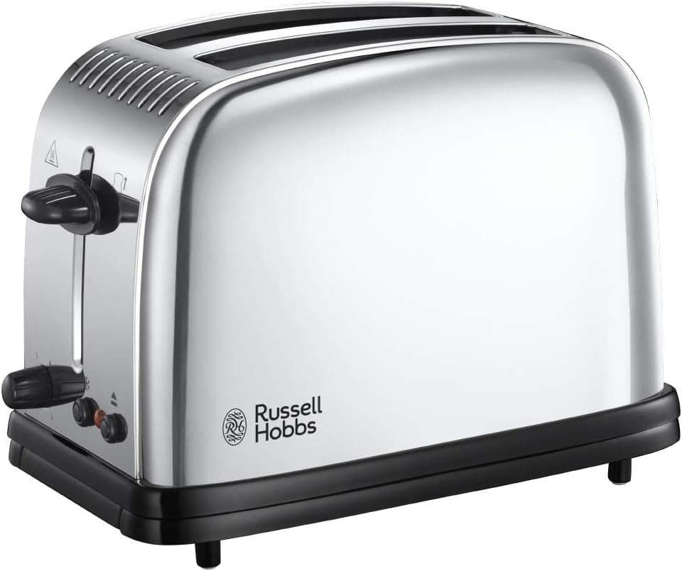 Russell Hobbs Torradeira Victory - 2 ranhuras curtas e largas, torradeira para 2 fatias, bandeja de recolha, função de cancelar, descongelar e extraelevação, aço inoxidável, prata - 23311-56 