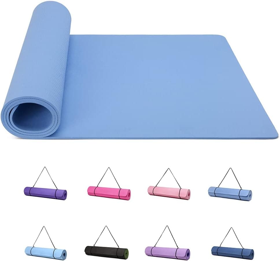 Good Nite Tapete de ioga para ginástica, pilates e exercício, antiderrapante, grosso, 6 mm, com correia de transporte, TPE, 183 x 61 x 0,6 cm