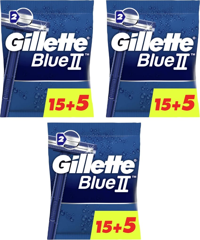 Gillette Blue II Máquinas de barbear descartáveis para homem, embalagem de 60 lâminas de barbear