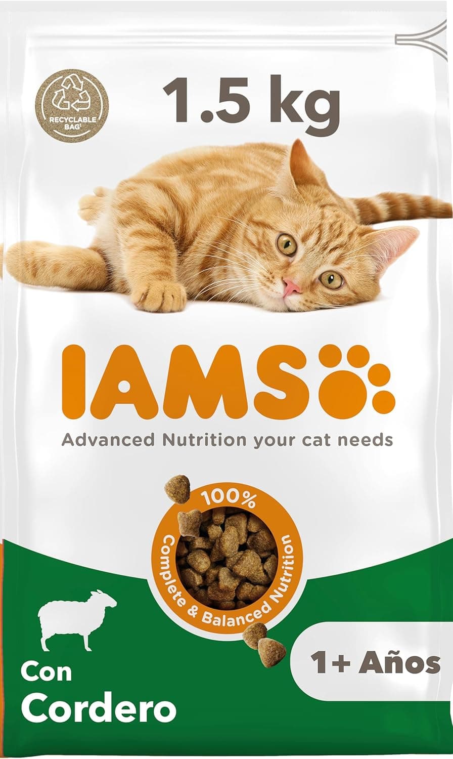 IAMS for Vitality Alimento seco para gatos adultos com cordeiro (1-6 anos), 1,5 kg