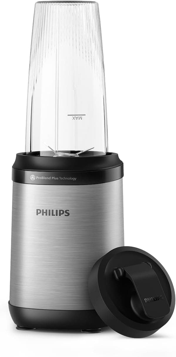 Philips Blender Série 5000, Liquidificadora pessoal, adequada para máquina de lavar louça, Tecnologia ProBlend Plus, Copo de Tritan de 700 ml, Aplicação de Receitas HomeID, prata/metal (HR2764/00)