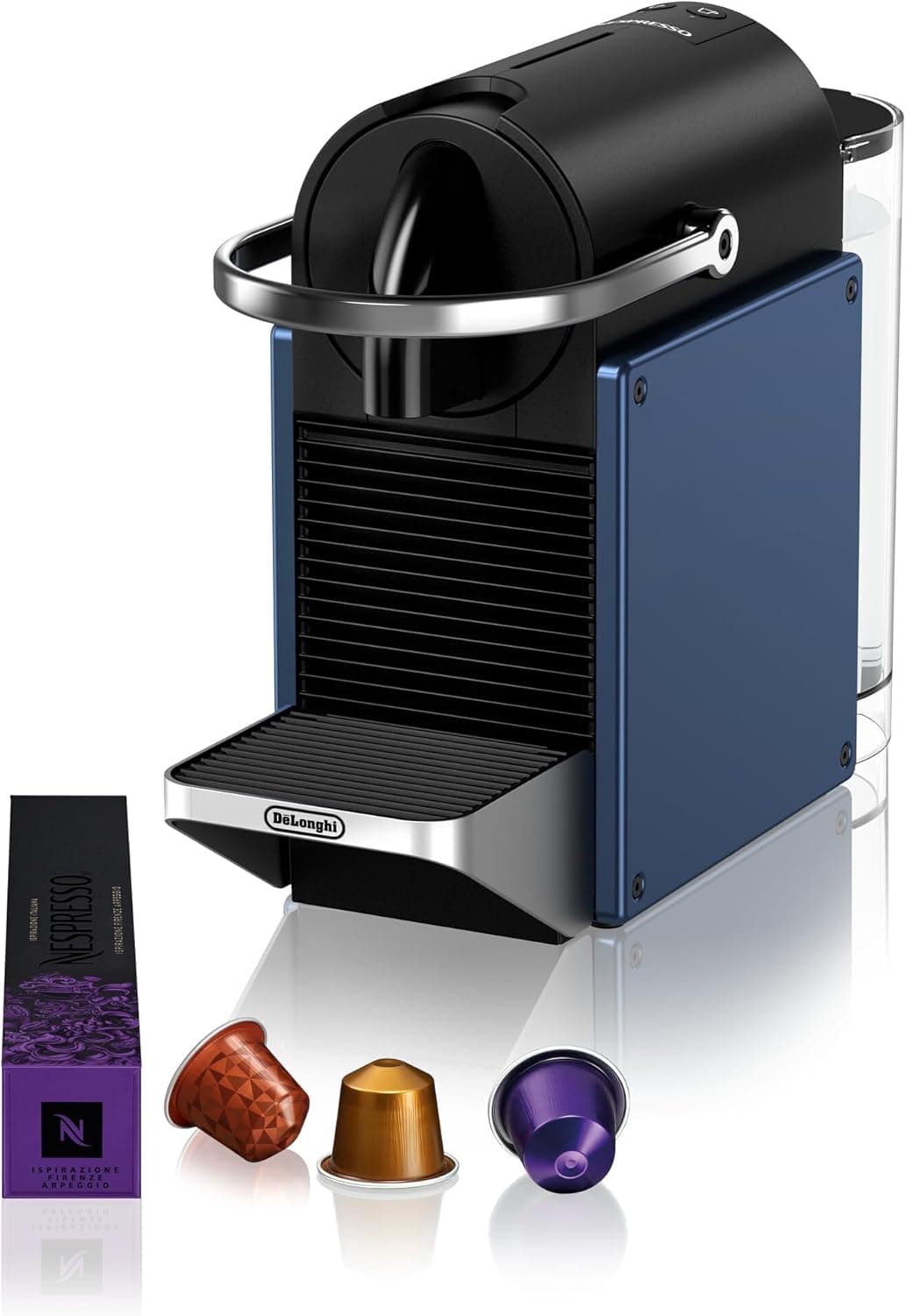 Nespresso De'LSJFS Pixie EN127.BL, máquina de café em cápsulas, expresso e café mofo, modo ECO, design compacto, sistema de pressão de 19 bares, embalagem de boas-vindas incluída, 1260 W, azul