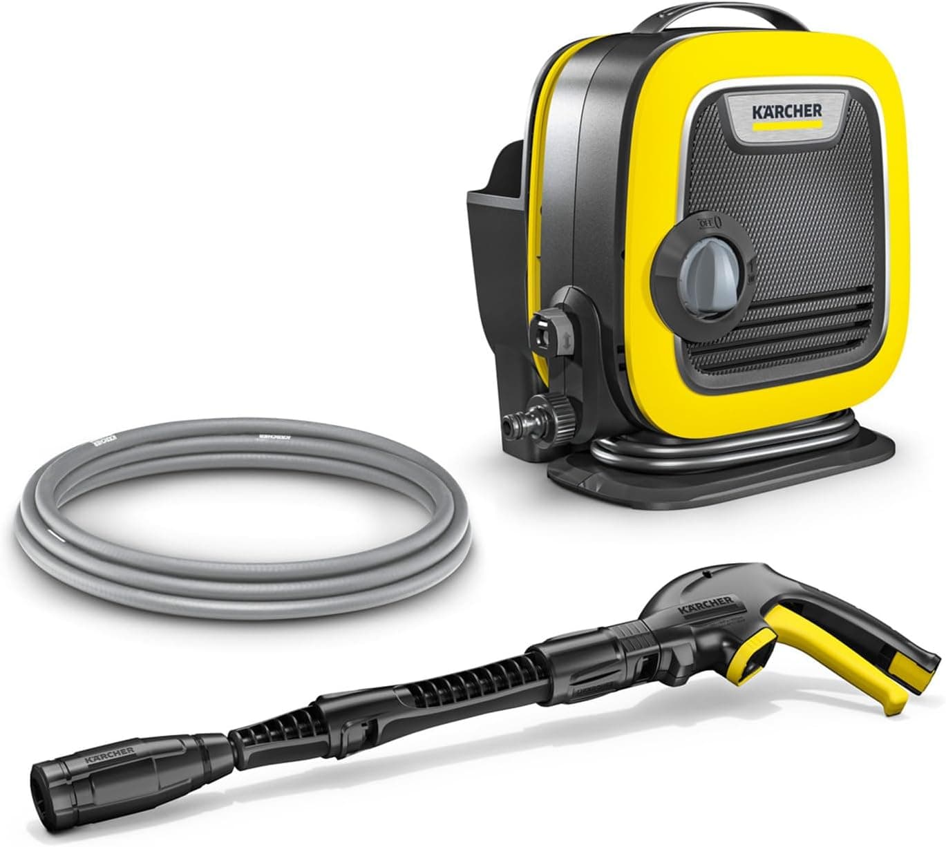 Kärcher Hidro-limpeza K Mini, pressão: máx. 110 bar, fluxo: 360 l/h, Desempenho de superfície: 20 m²/h, filtro de água, peso: 3,9 kg, pistola e tubo de alta pressão, lança Vario Power Jet