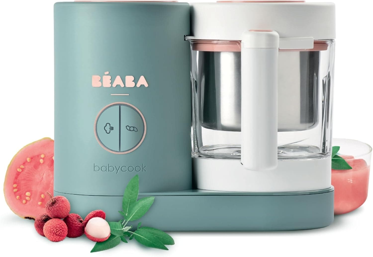 BÉABA Babycook Neo, robô de cozinha infantil, tritura, cozinha e vapor, rápido em 15 minutos, recipiente de vidro e cesta de aço inoxidável, para bebés e crianças, verde
