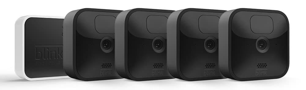 Blink Outdoor | Câmara de vigilância exterior HD sem fios e à prova de intempéries, com 2 anos de autonomia, deteção de movimento, compatível com Alexa | 4 câmaras