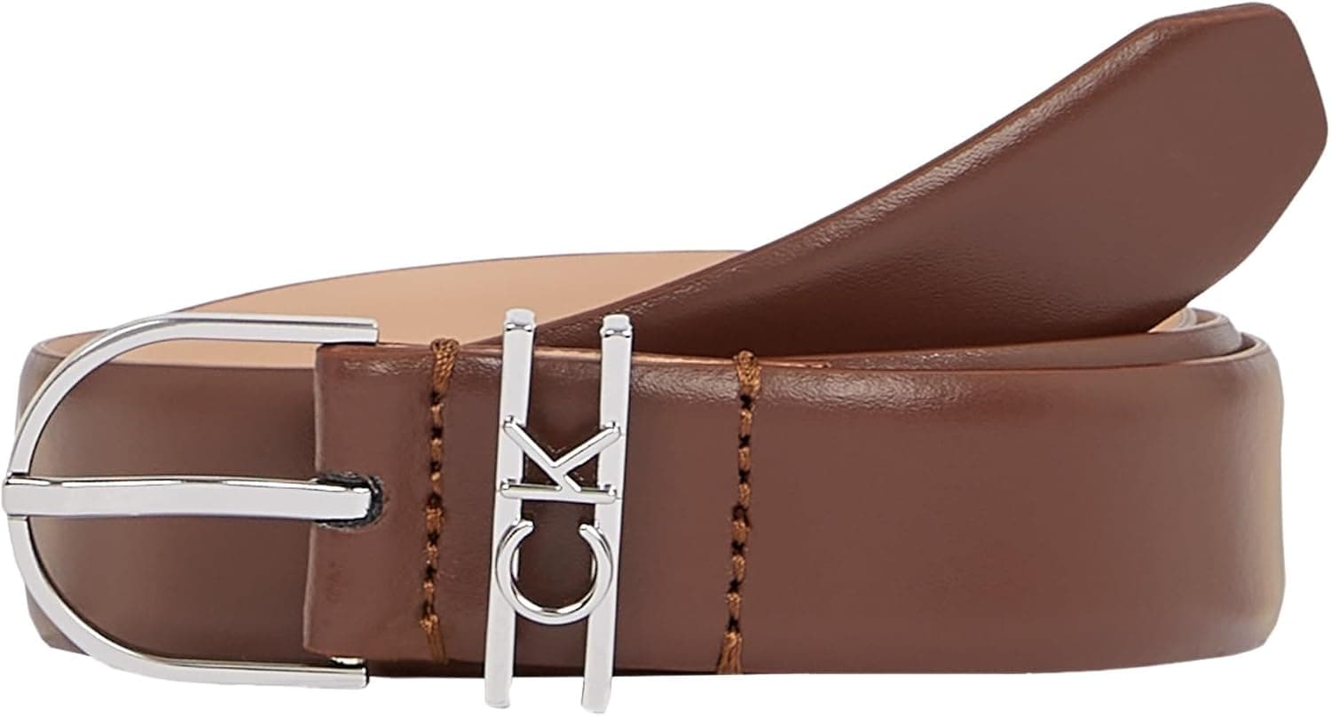 Calvin Klein Cinto de pele para mulher Loop Round Buckle Belt 