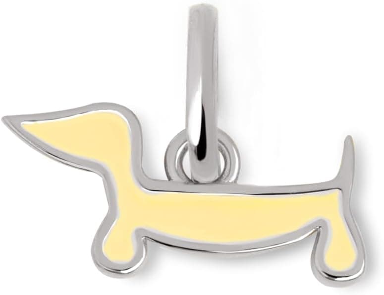 SINGULARU - Charms mini cão Teckel Enamel - Charms em latão ou em latão com acabamento em casa de banho de ouro de 18 kt - pendentes com motivo e em esmalte amarelo ou azul - jóias para mulher