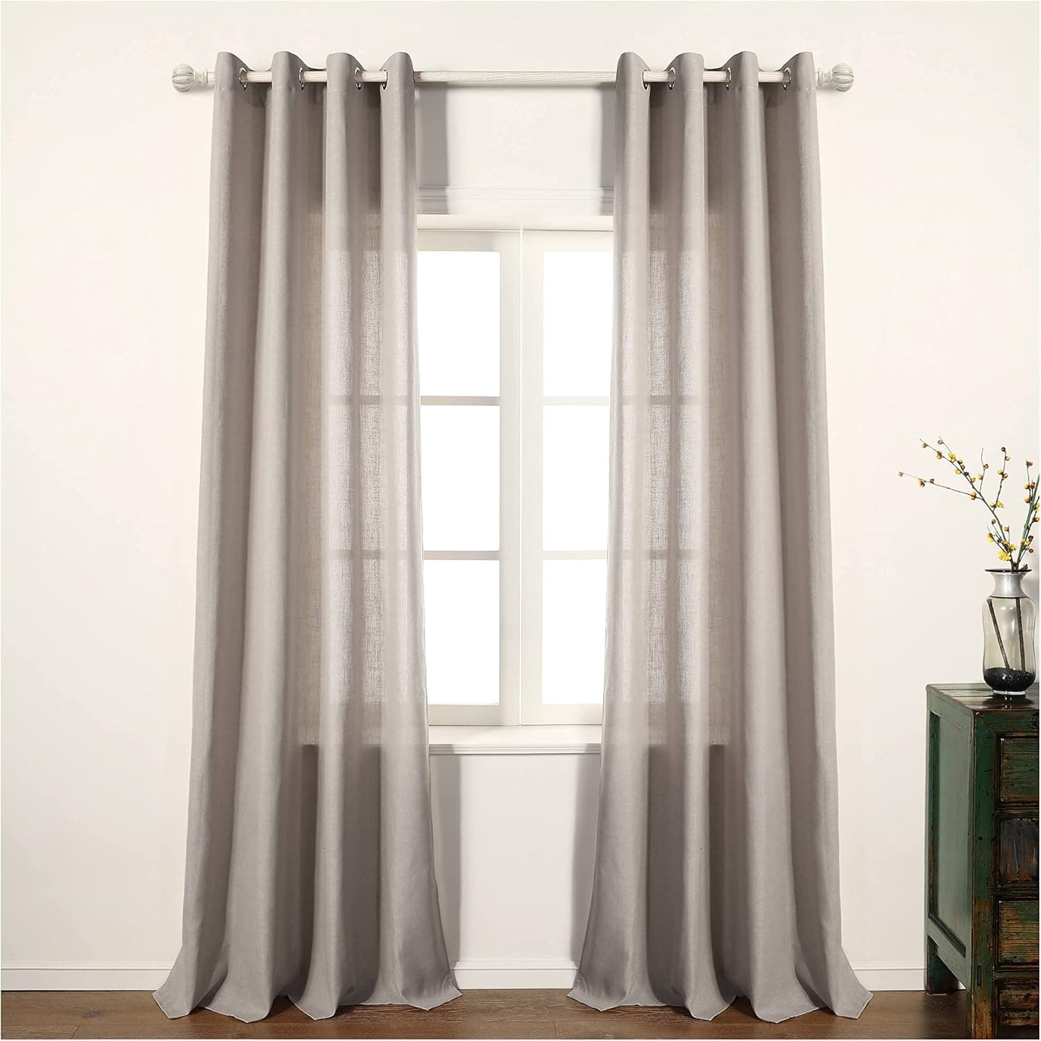 TRAMAS+ Cortinas com visela transparente para sala e quarto, 140 x 260 cm, com ilhoses