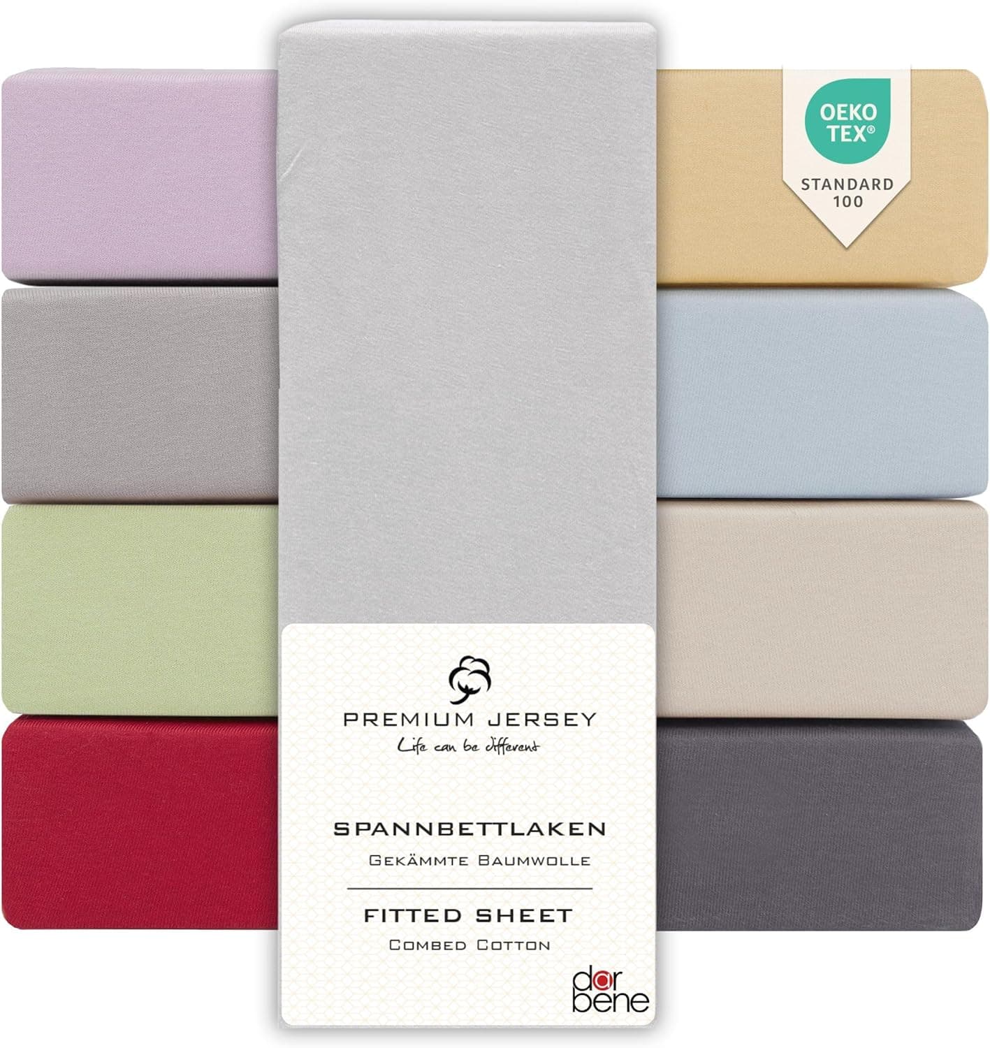 DarBene - Lençol de baixo para crianças, 70 x 140 cm, 100% algodão penteado, respirável, super macio, Oeko-Tex, cinzento claro