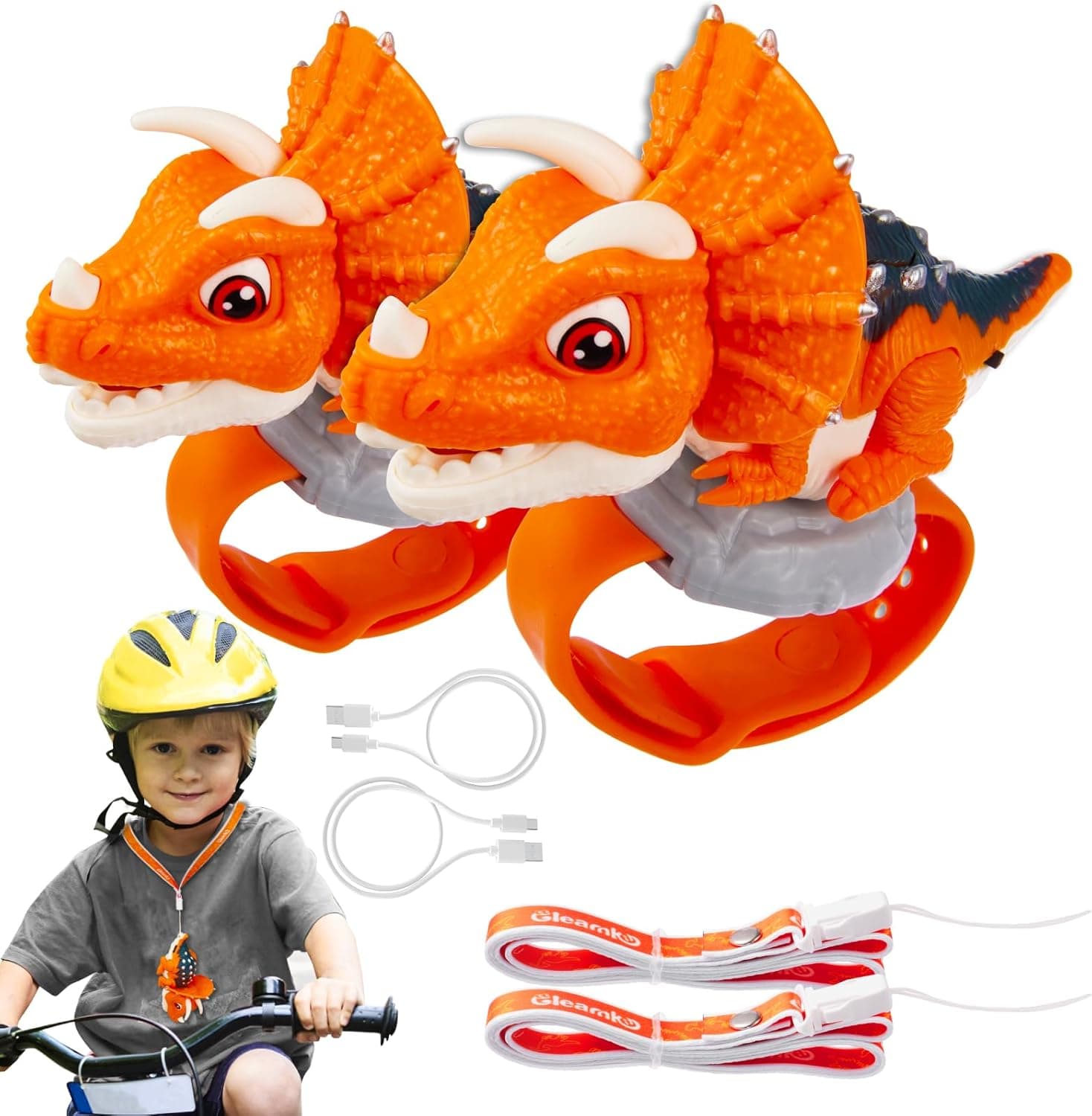 Gleamkid walkie Talkie recarregável para crianças, 2 peças brinquedo dinossauro, presente para crianças dos 3 aos 12 anos, walkie talkie com cordão e pulseira, longa distância, comunicação clara 