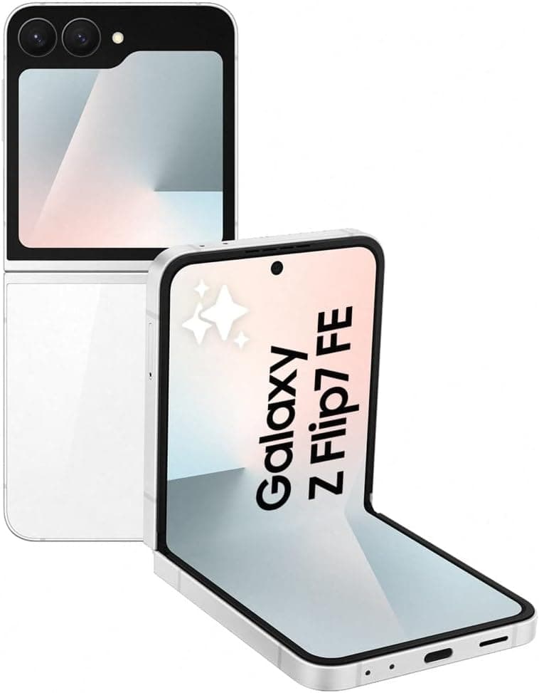 Samsung Galaxy Z Flip7 FE 128 GB - Telefone com IA, design dobrável, ecrã frontal amplo, câmara 50 MP, memória 8 GB, bateria 4000 mAh, garantia 3 anos + 1 ano extra, branco