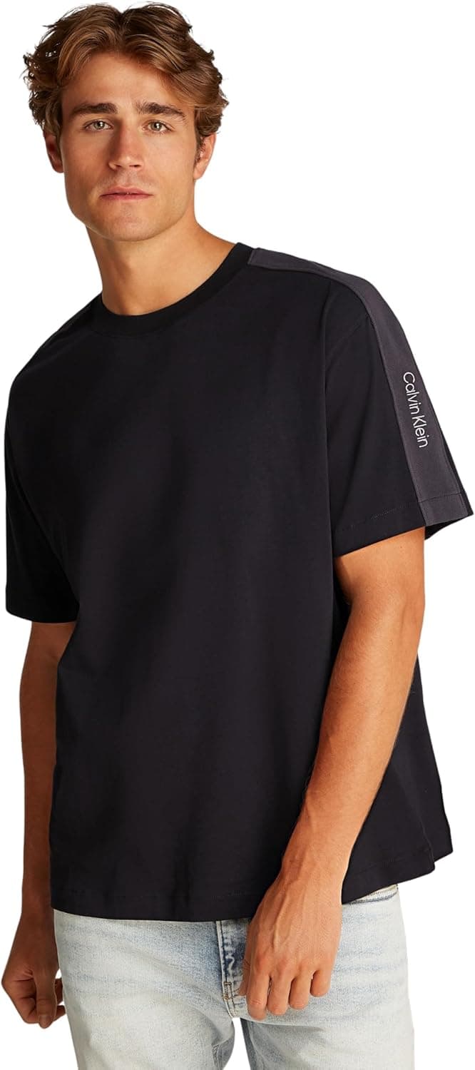 Calvin Klein S/S | T-shirt preta em algodão para homem