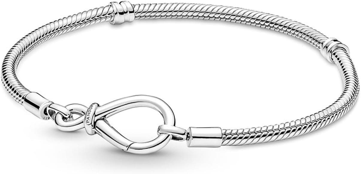 PANDORA Moments Pulseira de prata de lei com corrente de cobra com fecho em forma de símbolo infinito
