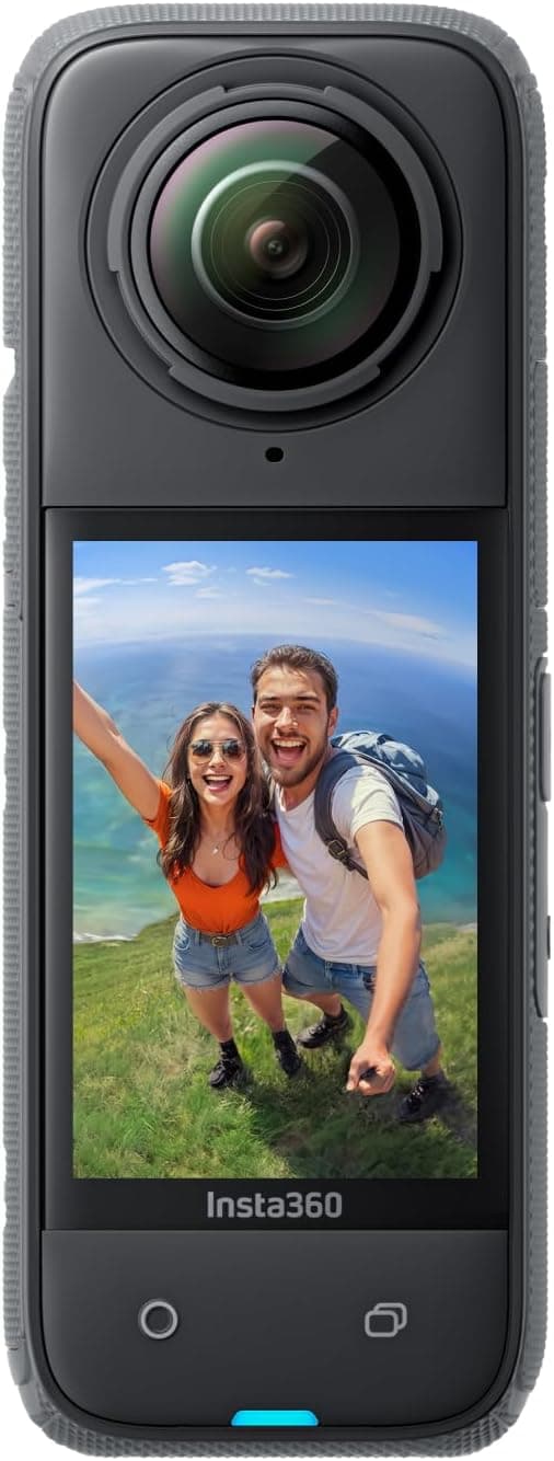 Insta360 Pacote padrão X4 - câmara de ação impermeável 8K 360, vídeo 4K grande angular, efeito Selfie Stick invisível, protetores de lente removíveis, 135 min bateria, edição IA, estabilização