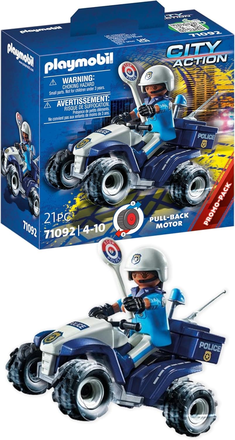 PLAYMOBIL City Action 71092 Polícia - Speed Quad, com motor de arrastar, brinquedo para crianças a partir de 4 anos