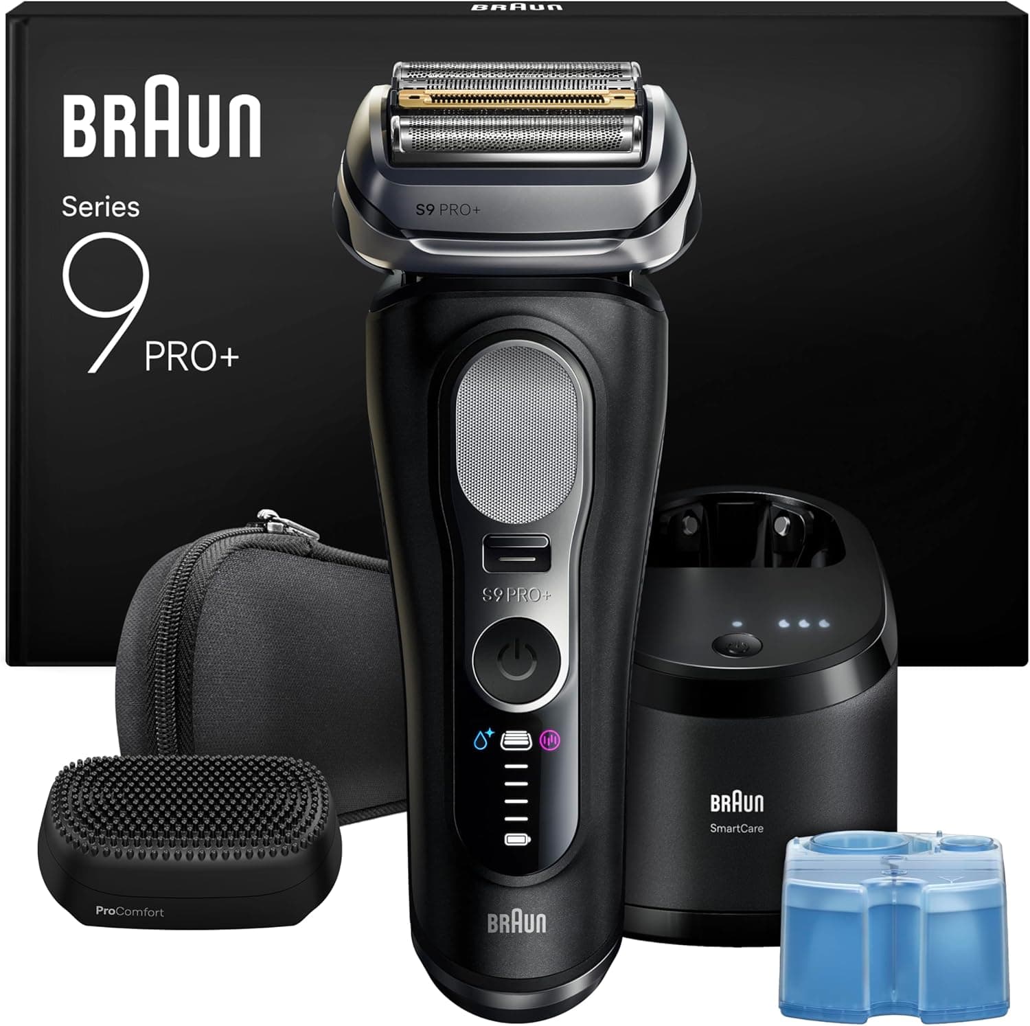Braun Series 9 PRO+ 9690CCE | Máquina de barbear elétrica para homem Wet & Dry com estação de limpeza e estojo de viagem