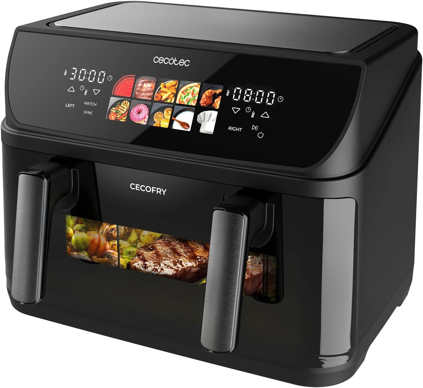 Cecotec Cecofry&Grill Duoheat 10000 | Fritadeira de ar quente 10 L com dupla resistência, temperatura dual e 10 programas