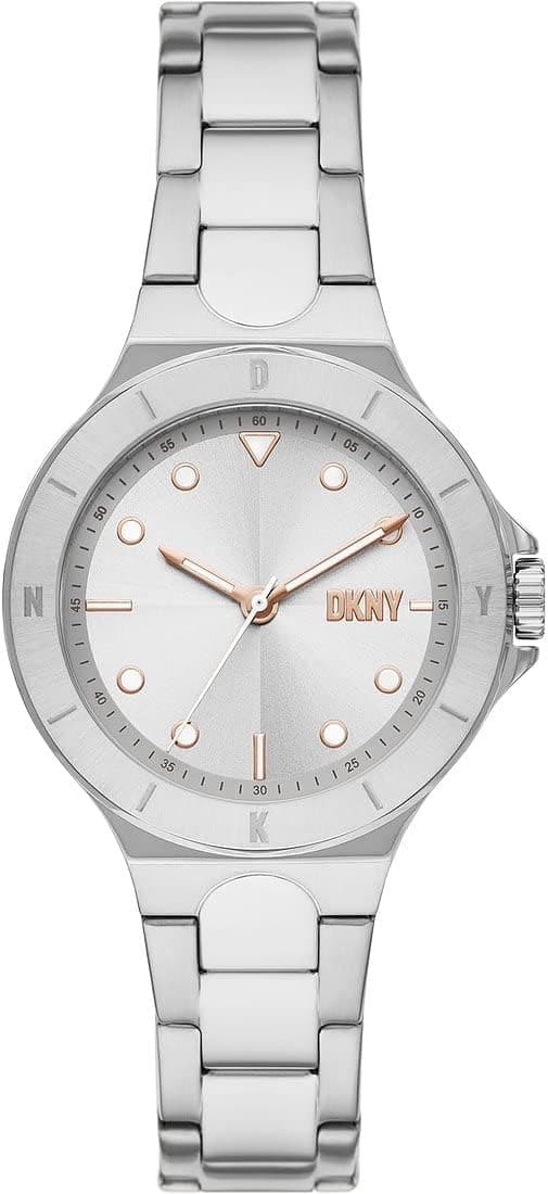 DKNY Chambers Relógio para mulher, movimento de quartzo com correia de aço, pele ou silicone