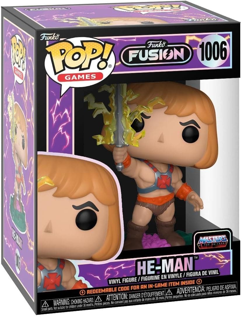 Funko Pop! Games: Fusion - He-Man W 1/6 de probabilidades de obter a RARA variante Chase - 1/6 de chances de obter a RARA variante Chase - Masters of The Universe - ideia de presente