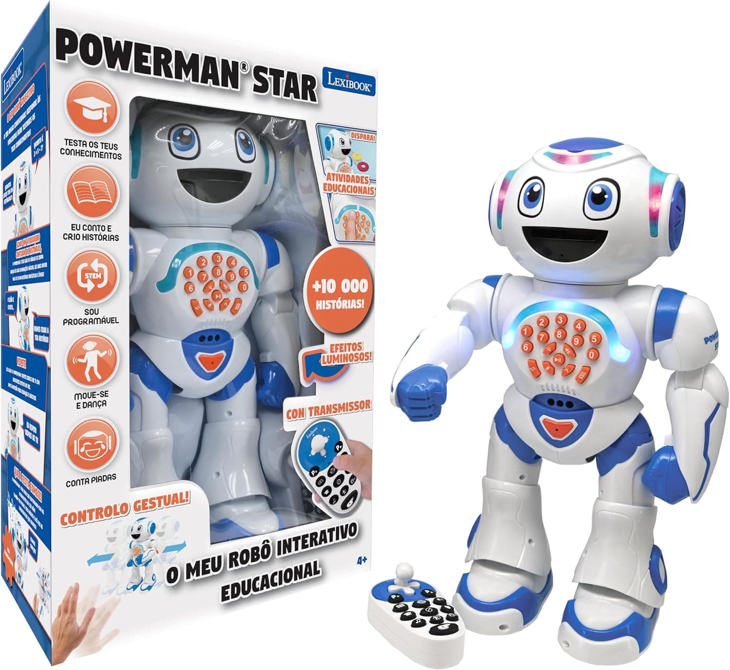 Lexibook, Powerman Star, robô de brinquedo de controlo, remoto Stem programado para crianças 4+, português, ROB85PT