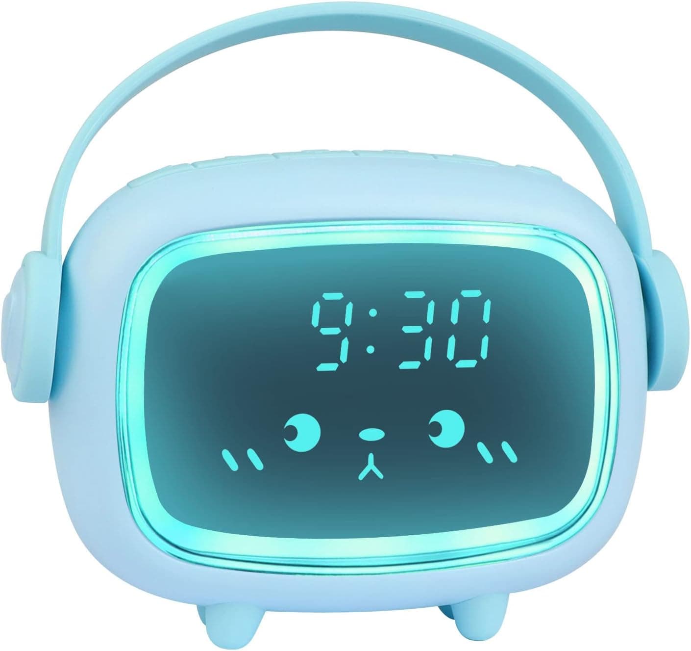 Ayybboo Despertador infantil, relógio despertador infantil digital, despertador digital para meninas e meninos com luzes coloridas e candeeiro de luz noturna despertador silencioso (azul)