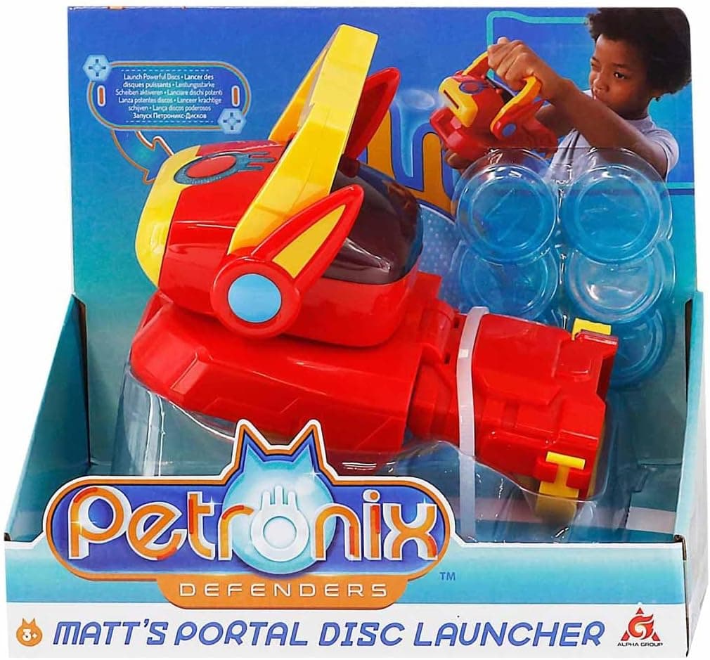 Petronix - Matt's Portal Disc Launcher, brinquedo que lança 6 discos projéteis, é colocado na mão e ao apertar o botão lança, divertido, da série de dibus, para crianças + 3 anos, famosa (PET06000)