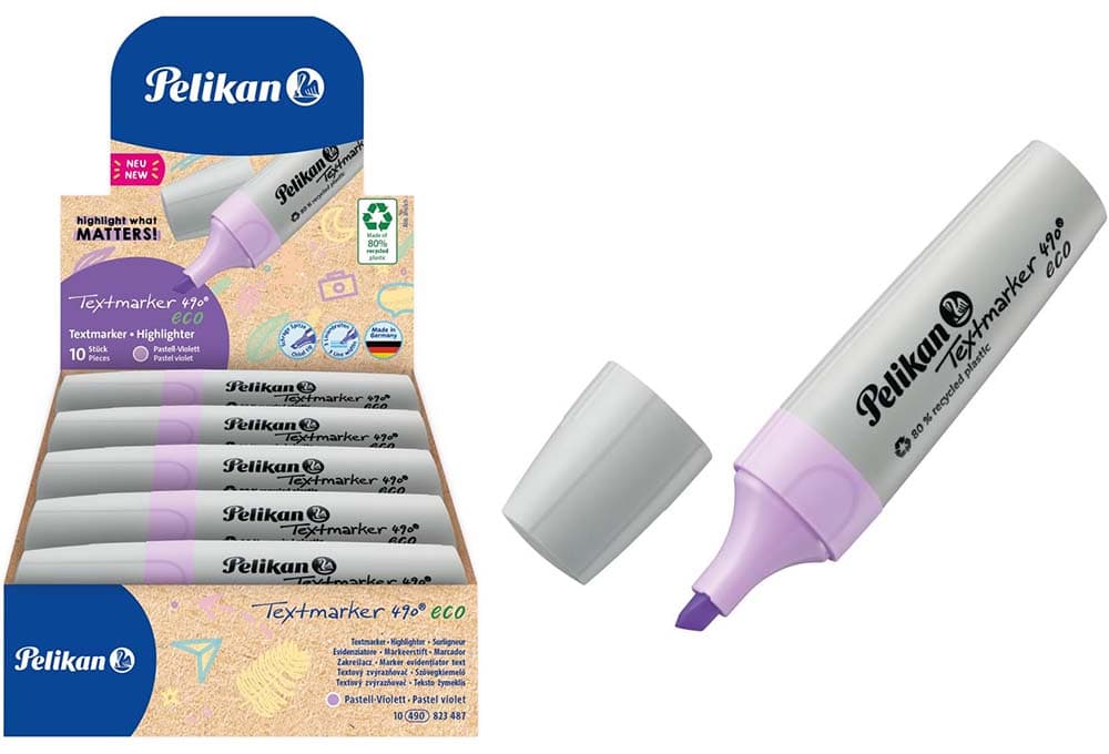 Pelikan Marcadores fluorescentes 490 eco, roxo pastel, 10 unidades