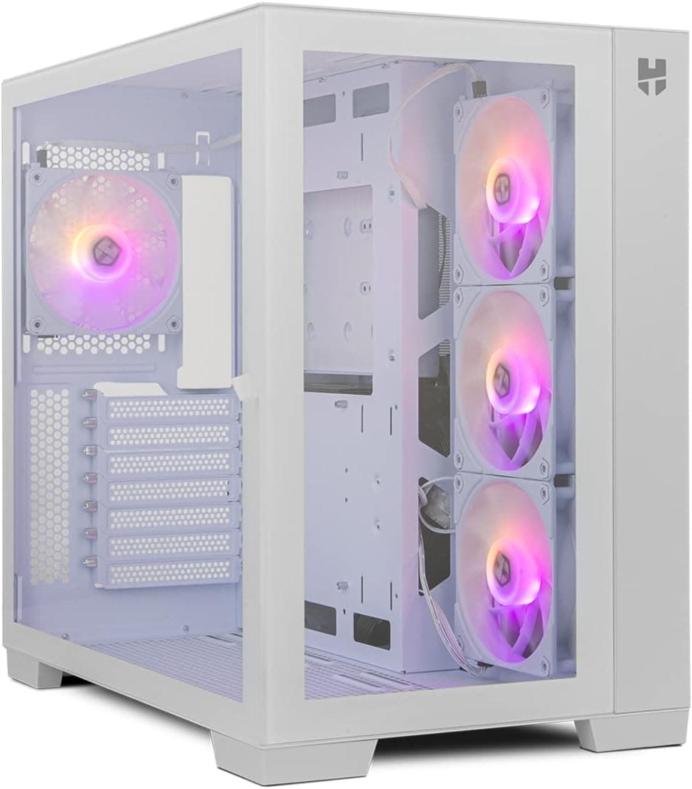 NOX XTREME PRODUCTS HUMMER ASTRA - Semitorre micro ATX; ATX, lateral e frontal de vidro temperado, ventiladores EASYLINK LED ARGB, até 10 ventiladores, gráficos de grande tamanho, USB 3.0, cor branca