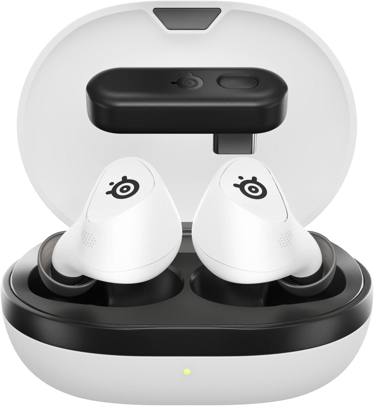 Steelseries Arctis GameBuds™ para Playstation Auriculares sem fios para jogos, 2,4 GHz + BT5.3 - modo ANC/transparência, resistente à água IP55-40 horas de autonomia - carregamento sem fios