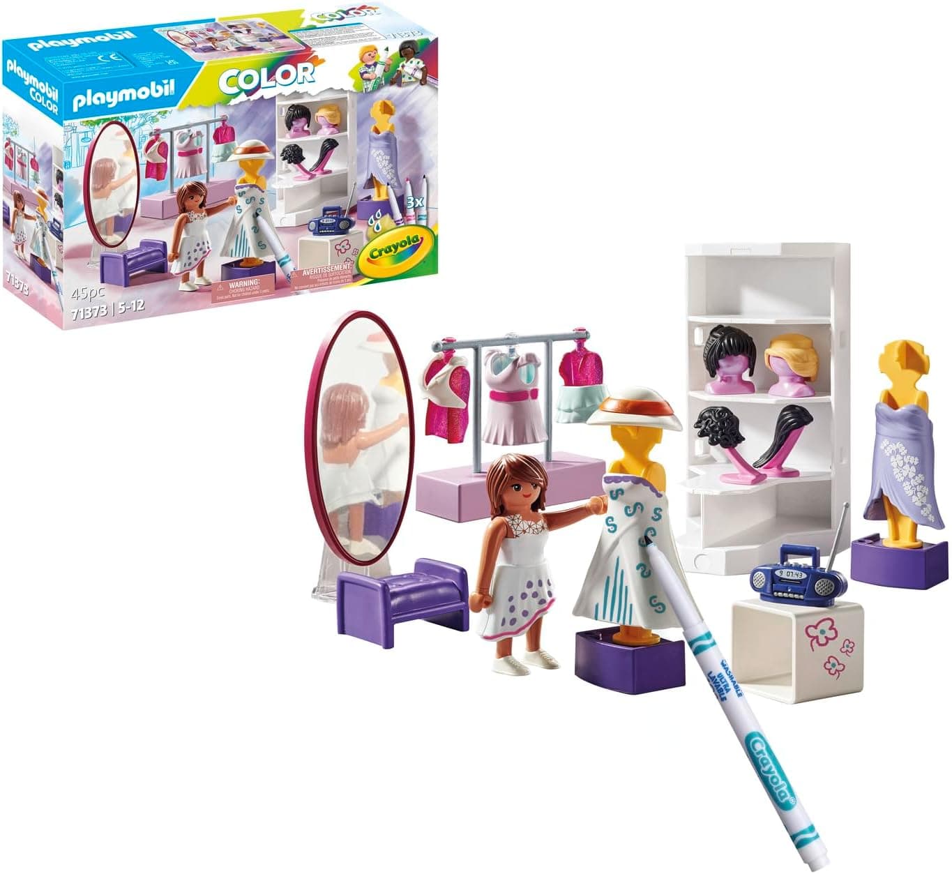 PLAYMOBIL Cor 71373 Camarino, design criativo roupa, com canetas e acessórios solúveis em água, brinquedos para crianças a partir de 5 anos
