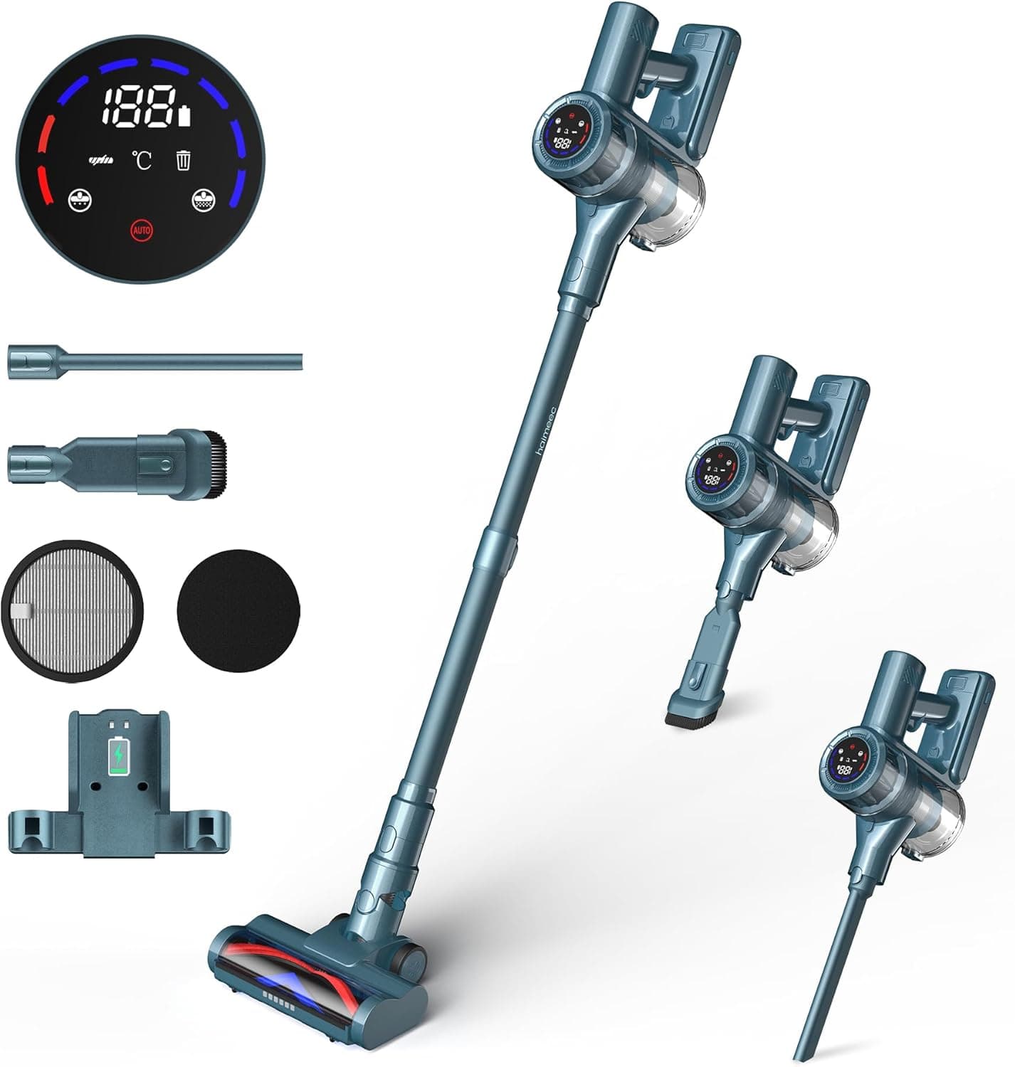 HAIMEEC Cordless Vacuum Cleaner | Aspirador vertical sem fios 6 em 1 com motor 120000 rpm, filtro HEPA, autonomia até 50 min e escova anti-pó
