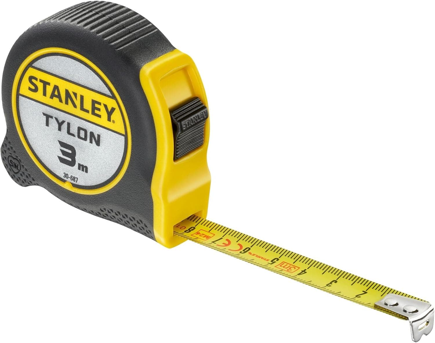 STANLEY Flexómetro de nylon de 3 m, fita métrica, fita de aço resistente, revestimento duradouro em nylon (aumenta 50% durabilidade), design ergonómico compacto, 0-30-687