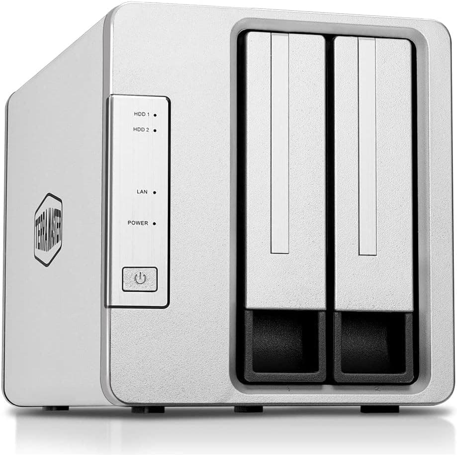 TERRAMASTER F2-423 NAS de alto desempenho de 2 baías para PME, com CPU de quatro núcleos N5105/5095, memória DDR4 de 4 GB, 2 portas de 2,5 GbE, servidor de armazenamento em rede