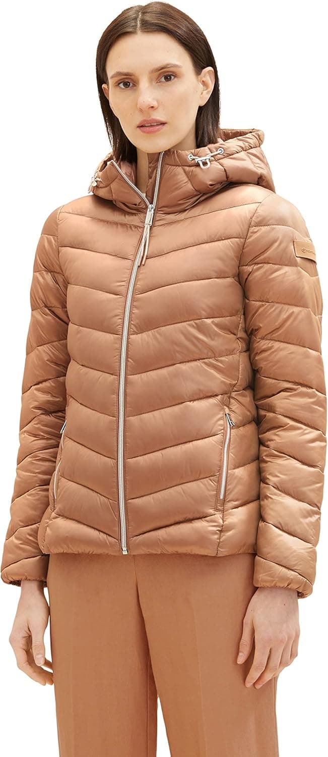 TOM TAILOR Casaco acolchoado leve com capuz para mulher