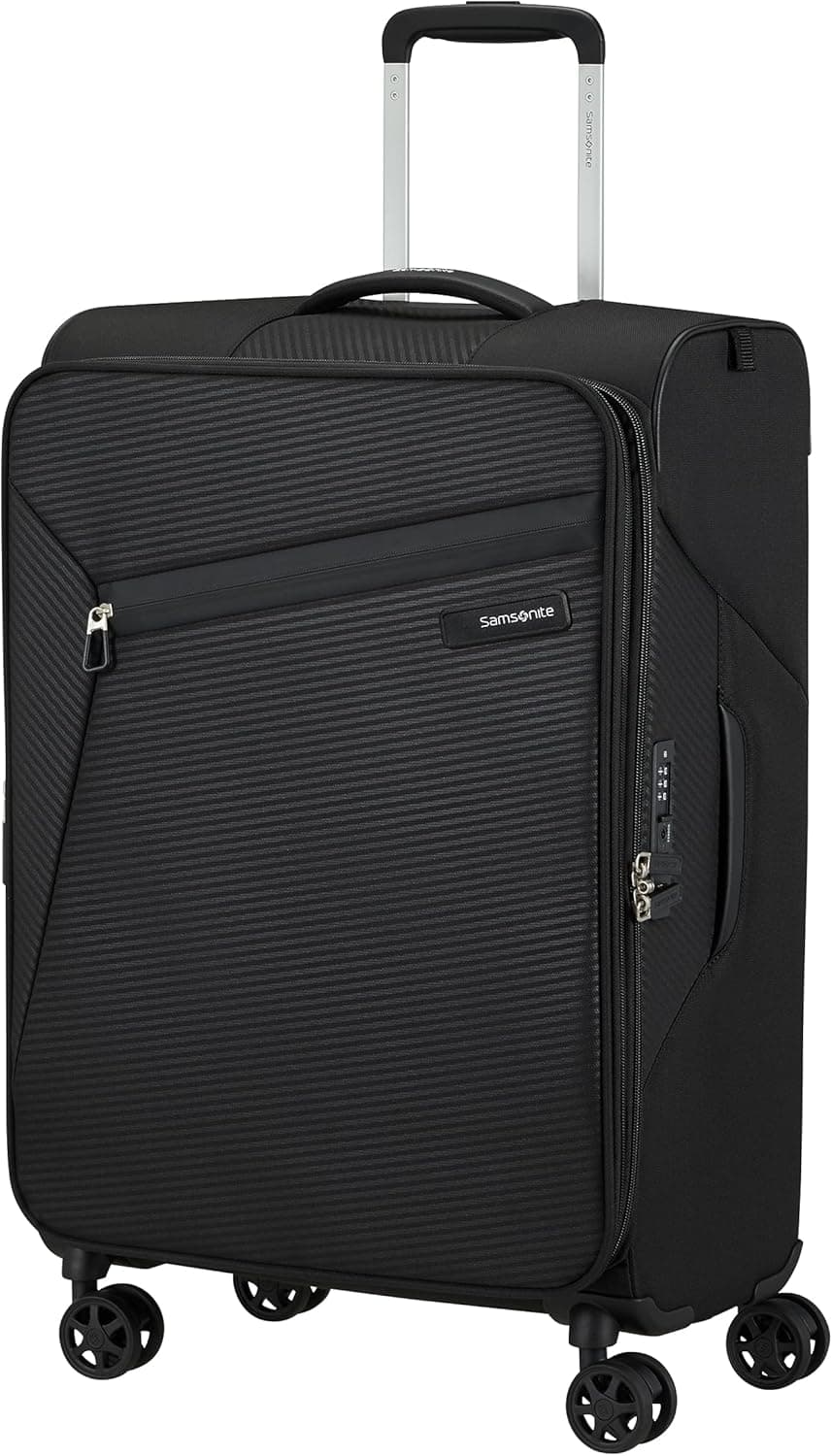 Samsonite Litebeam mala média 66 cm com rodas giratórias (preta)