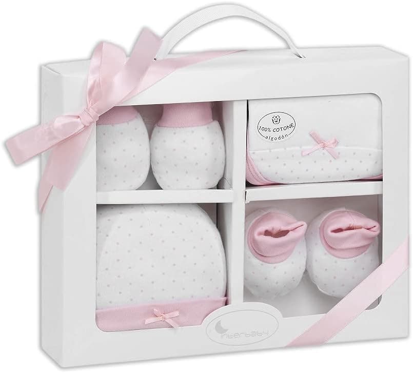 Interbaby SET01-02 | Conjunto primeira roupa 4 peças rosa para bebé