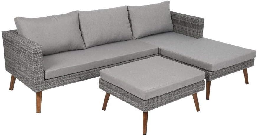 Greemotion Conjunto de móveis de jardim de borracha, cinzento