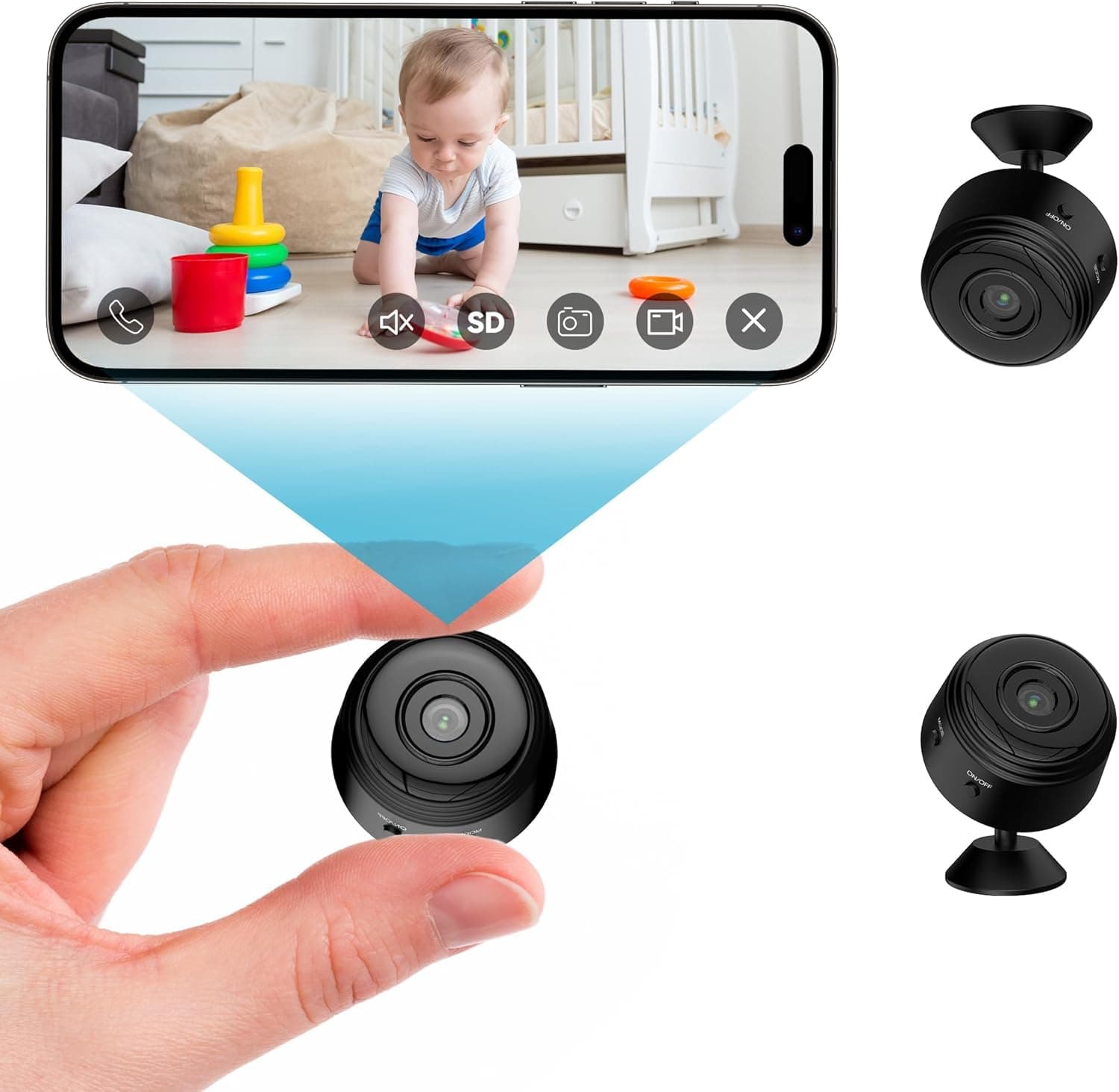 Oraolo Mini Camera | Câmara de vigilância Wi-Fi com visão noturna e deteção de movimento para interiores