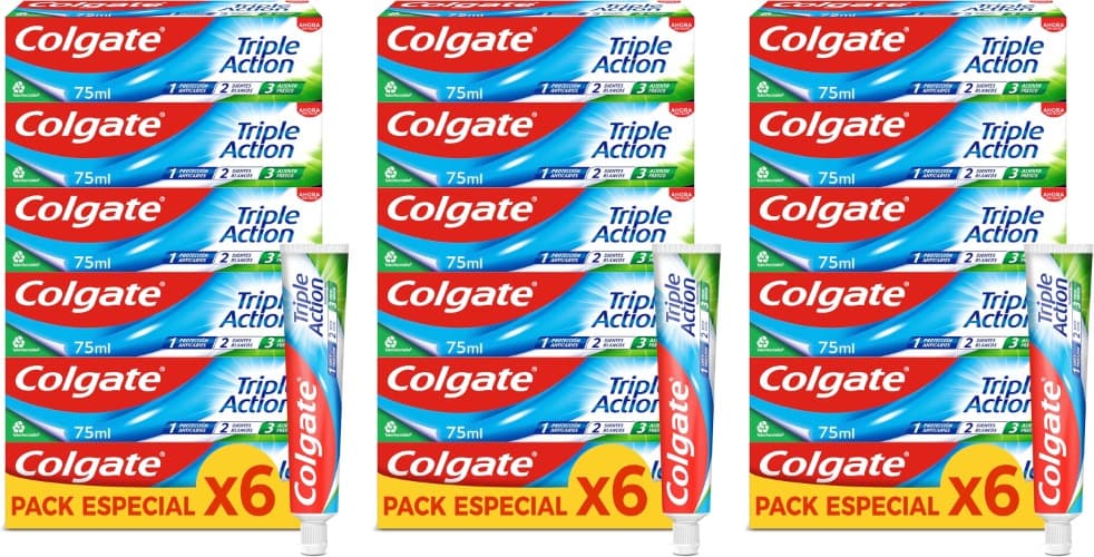 Colgate Triple Action | Pasta de dentes tripla ação, 75 ml x 18