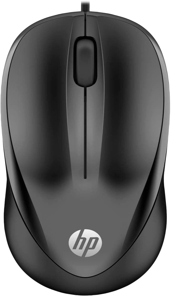 HP 1000 - rato com cabo (1200 PPP, 2 botões e roda de rolagem, cabo de 1,5 m, conexão USB, Windows), preto