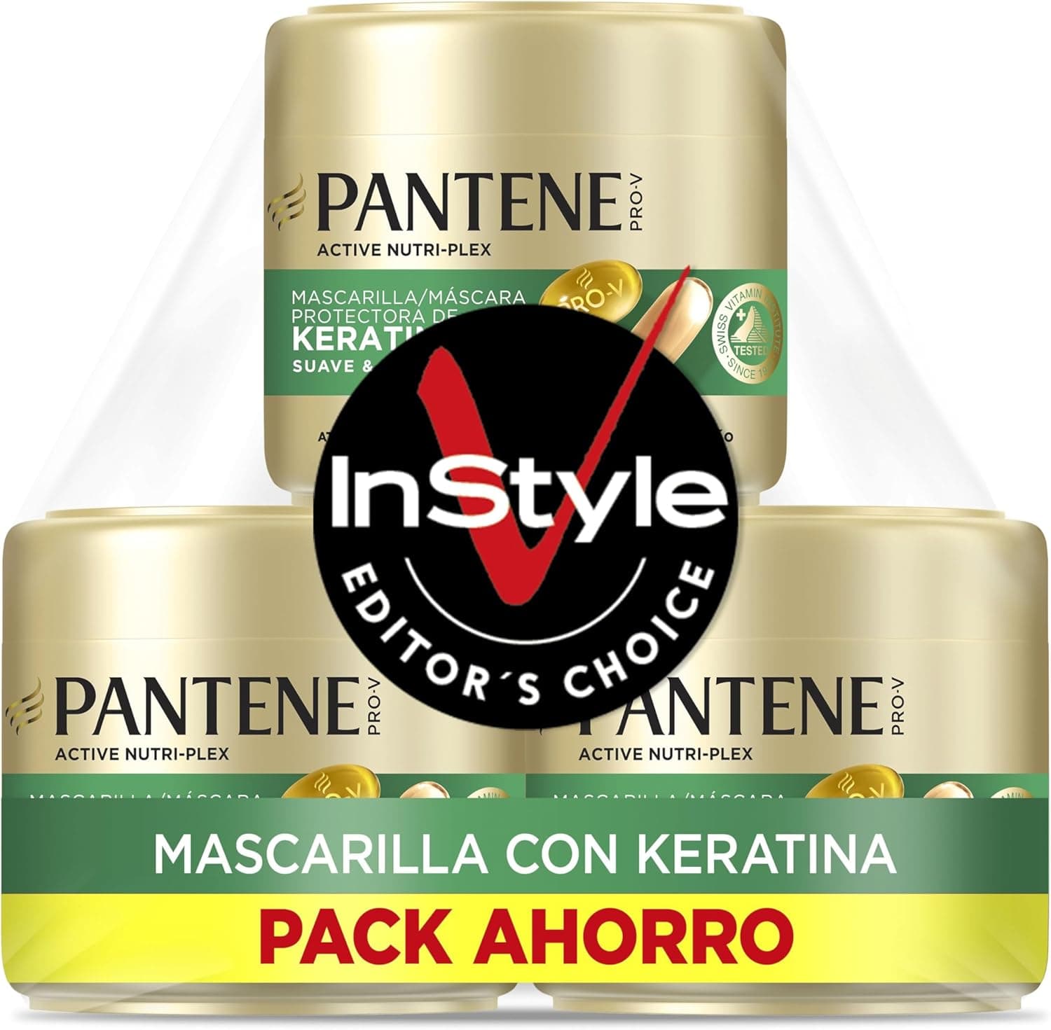 Pantene Pro-V Máscara protetora macia e lisa em queratina 3 x 300 ml para cabelo crespado e seco. Até 72H cabelo macio e brilhante num só uso