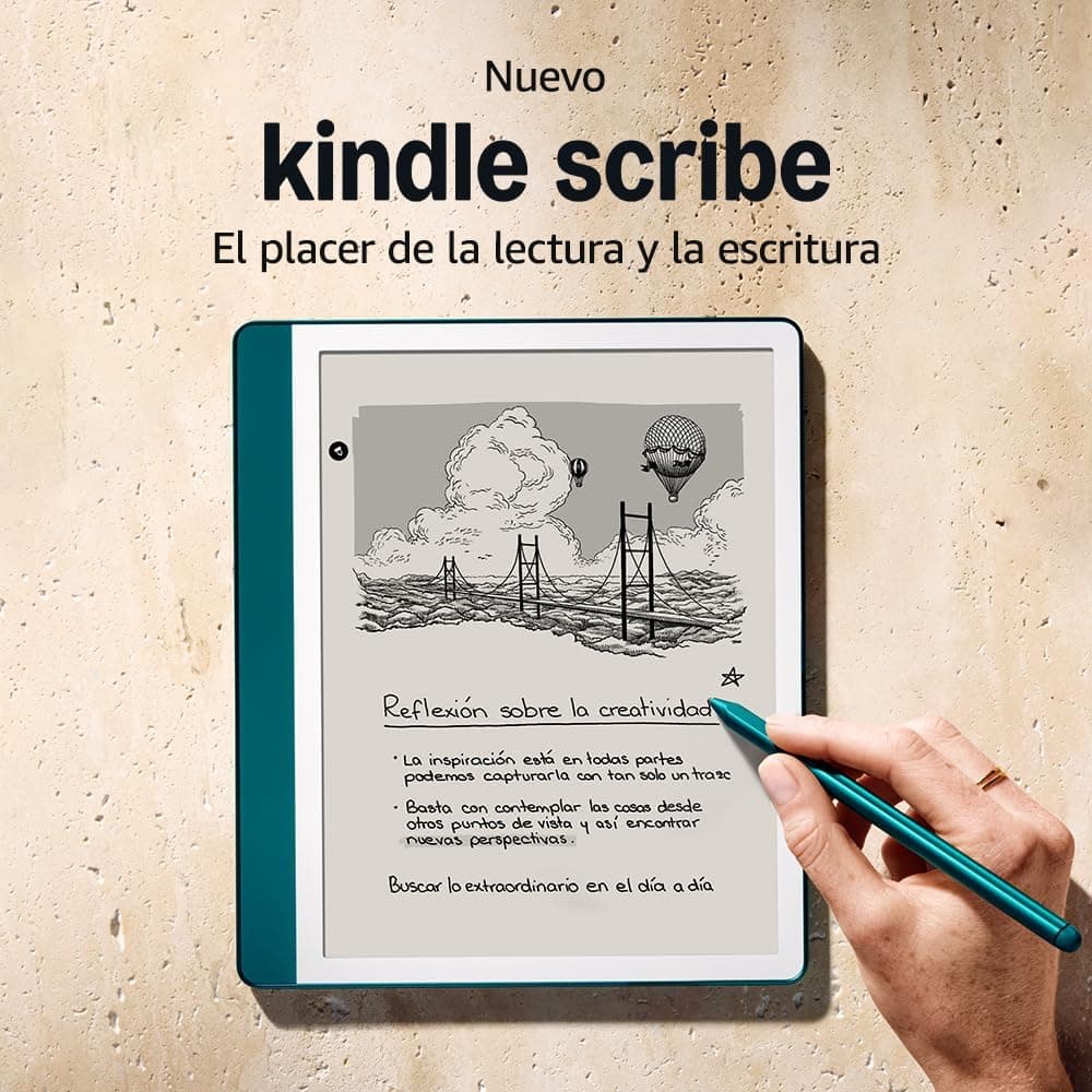 Novo Amazon Kindle Scribe (64 GB) | Exibição redesenhada com bordas uniformes e escrita direta em livros e documentos | Caneta Premium | Verde Jade Metálico