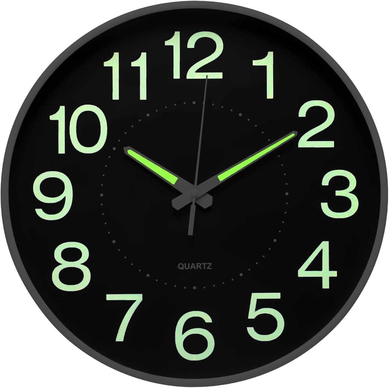 APIELE 12 Silent Glow-in-The-Dark | Relógio de parede silencioso fluorescente para sala cozinha escritório e quarto