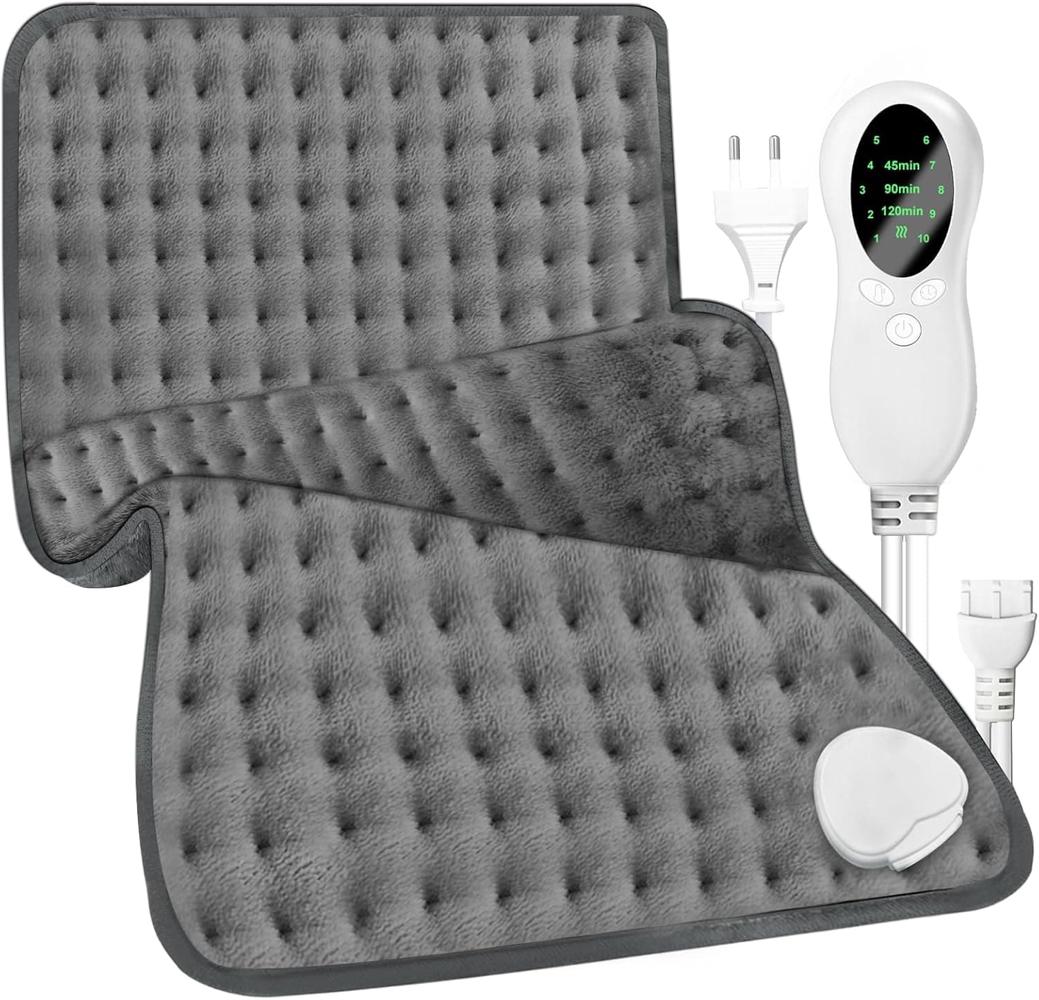 Manta elétrica, alivia a dor muscular nas costas almofada térmica, 10 configurações diferentes de temperatura, desliga automática, terapia de calor húmido e seco, 30 x 60 cm