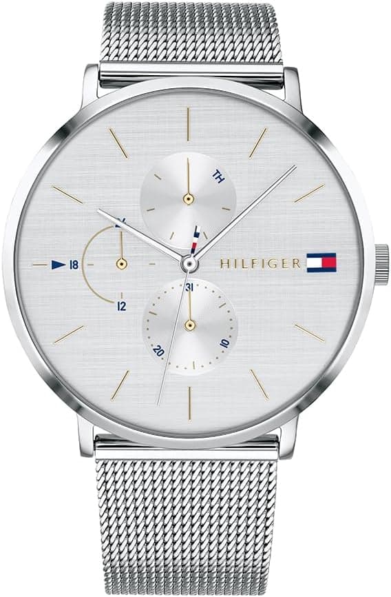 Tommy Hilfiger Relógio analógico de quartzo multifuncional para mulher com correia de malha de aço inoxidável