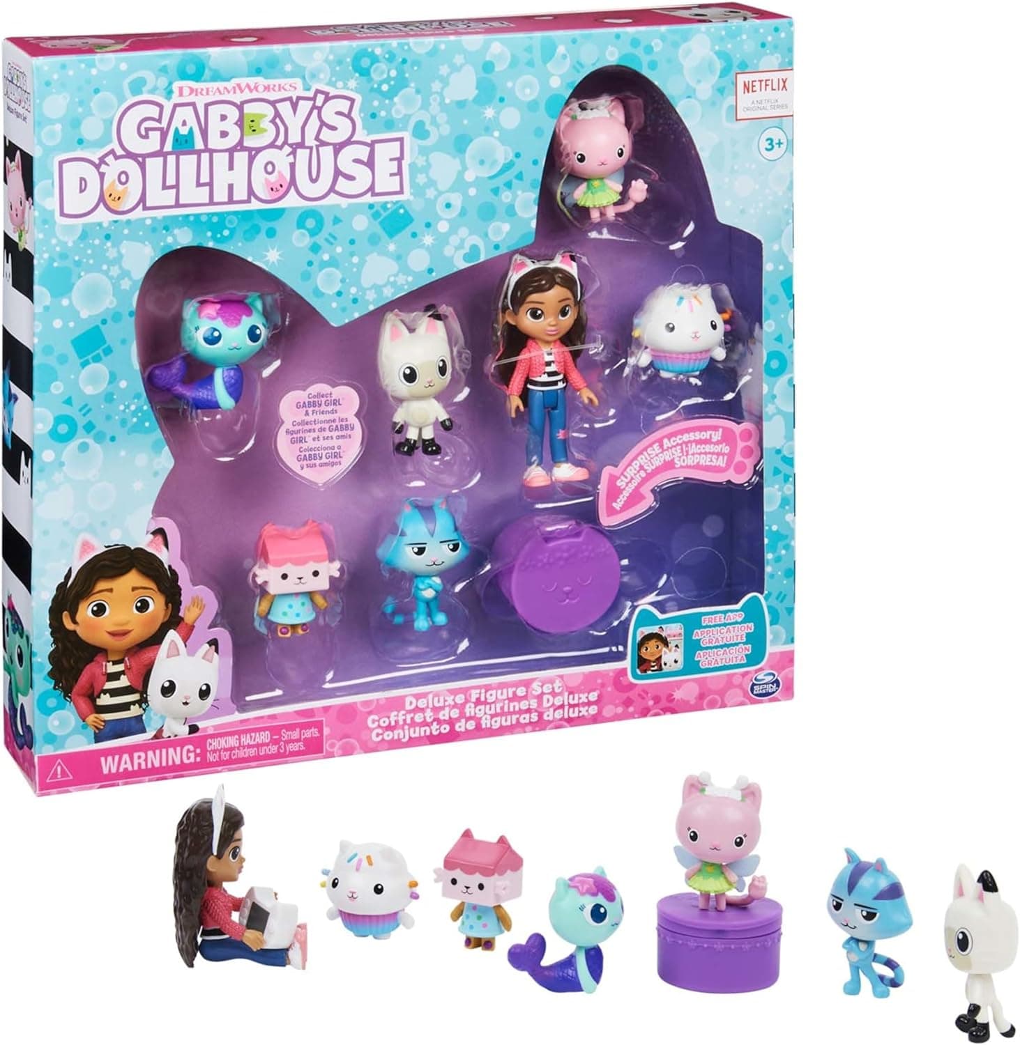 A casa de bonecas de GABBY - conjunto de figuras de luxo - conjunto de 7 figuras colecionáveis da casa de bonecas de Gabby - 6060440 - brinquedos crianças 3 anos +