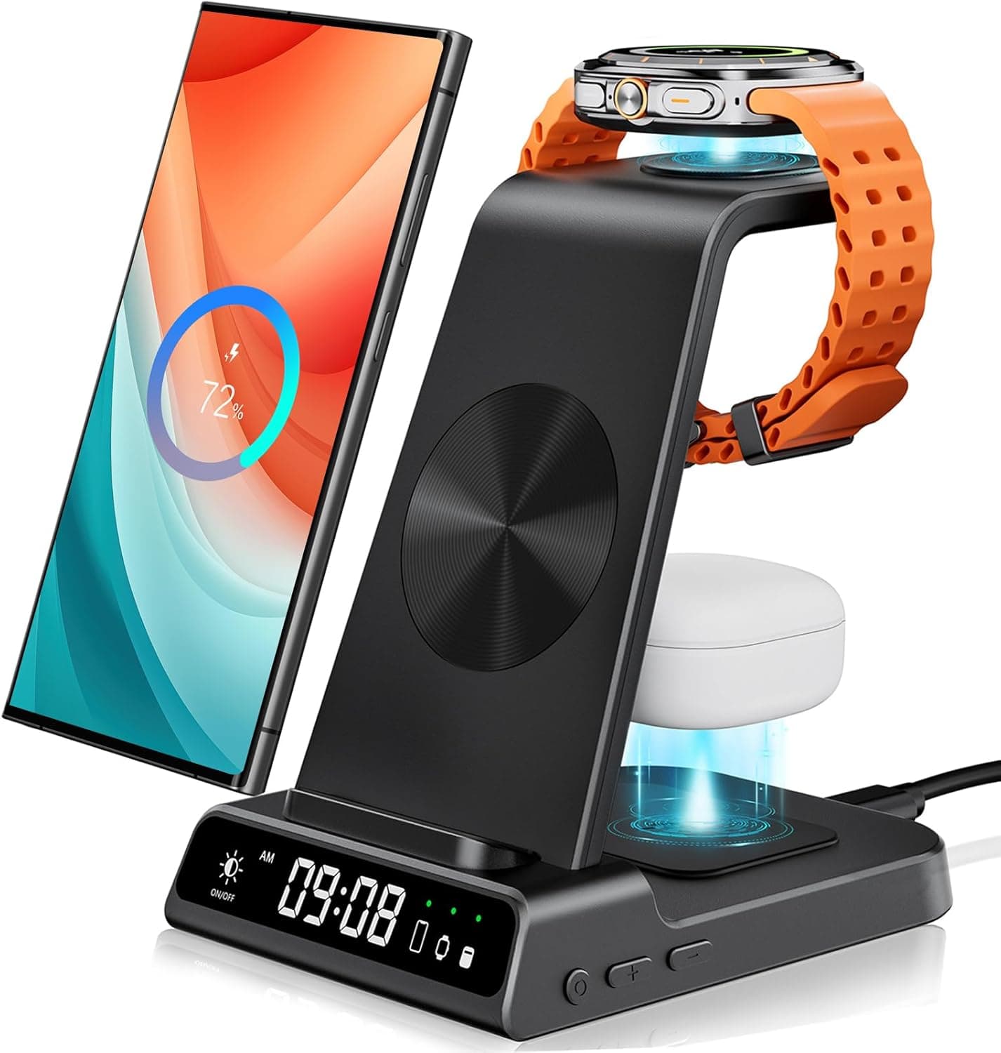 leQuiven | Base de carregamento sem fios para Samsung Galaxy telemóveis relógios e auriculares