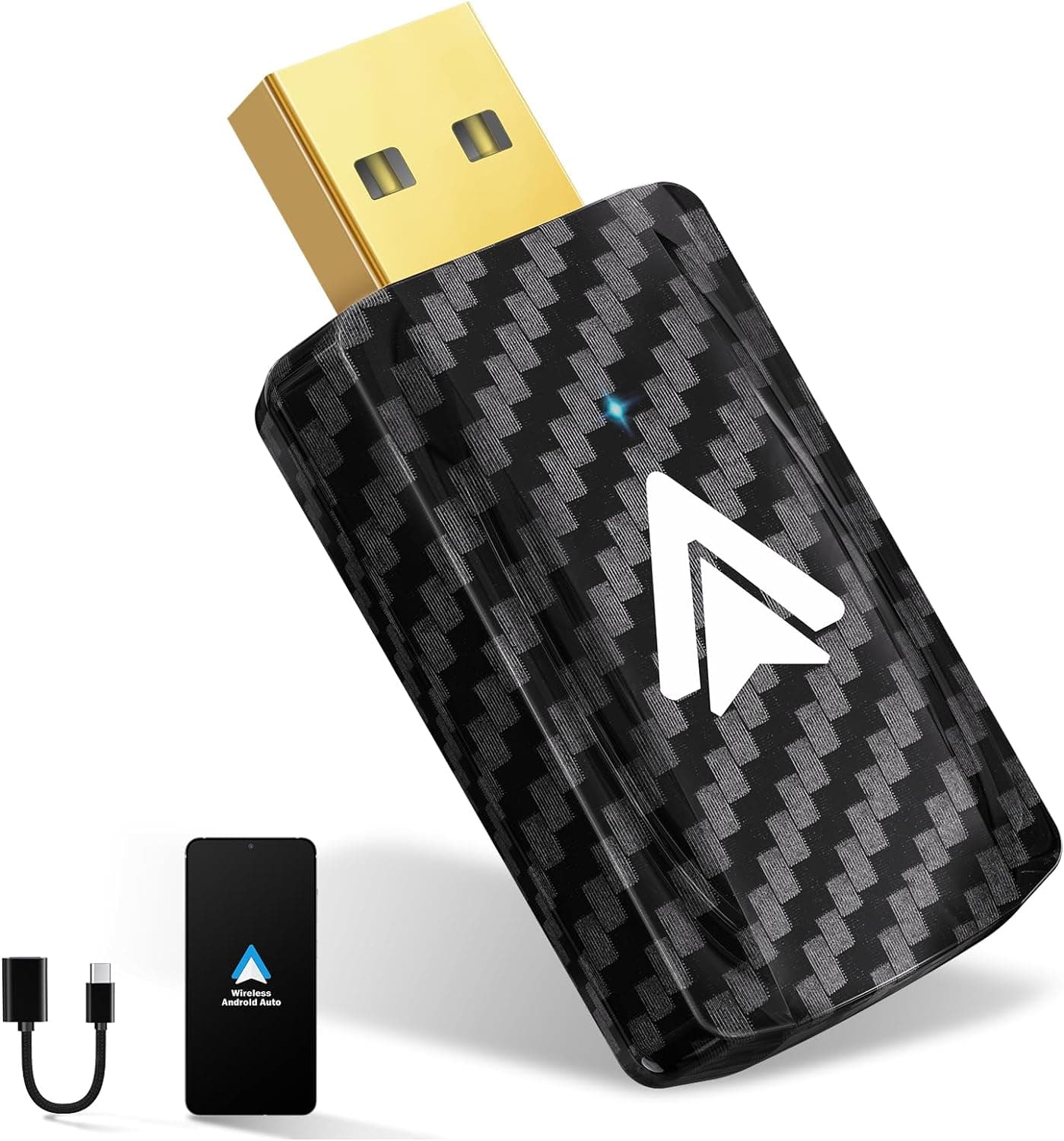 MSXTTLY Adaptador sem fios Android Auto U2A-L9 converte Android Auto com cabo em sem fio, Android Auto Wireless Stick para carros com fio AA e Android 11, mini e estável, USB C/A, preto