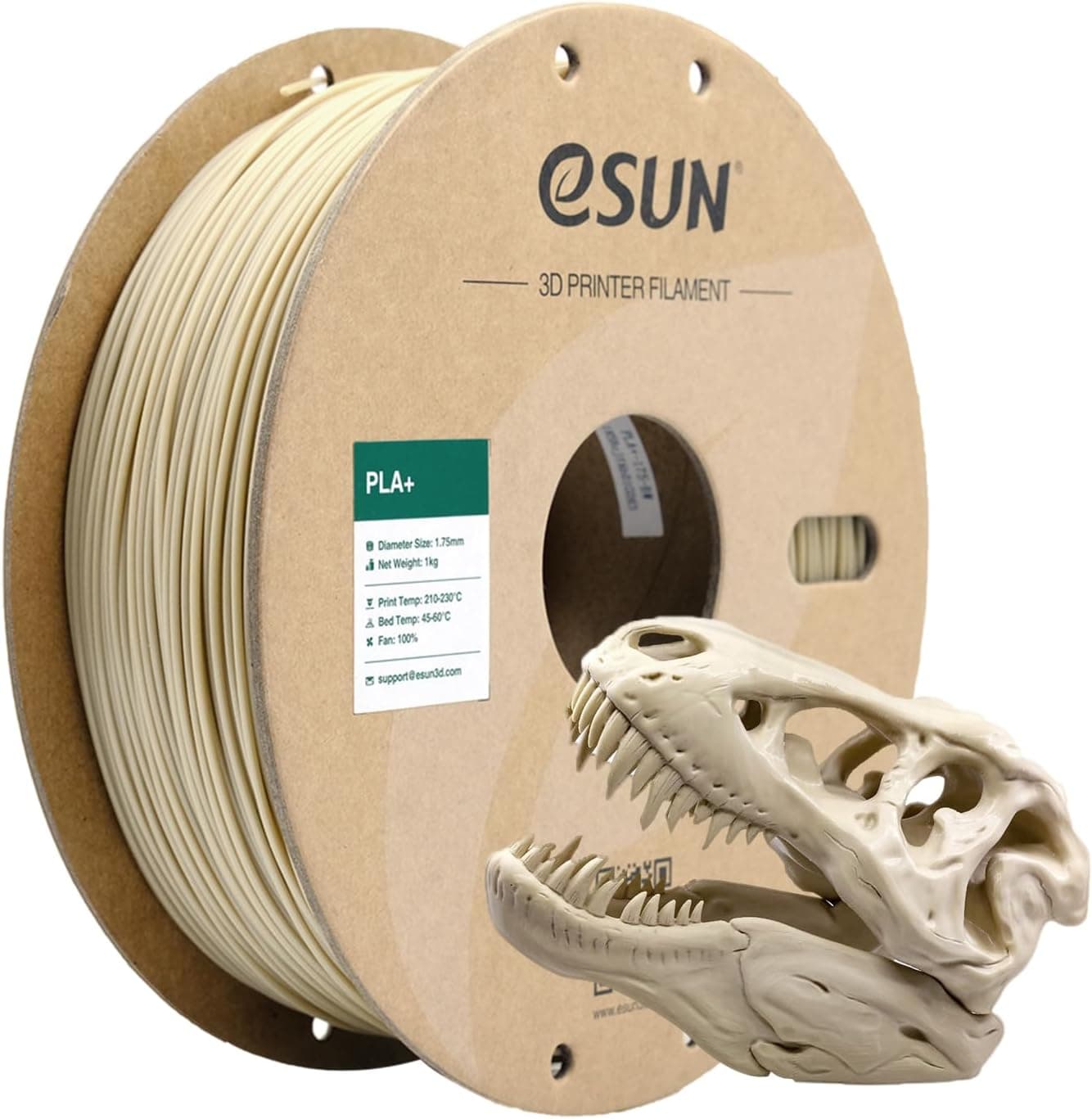 eSUN PLA+ 1.75 mm | Filamento branco para impressora 3D com alta resistência e precisão, bobine de 1 kg